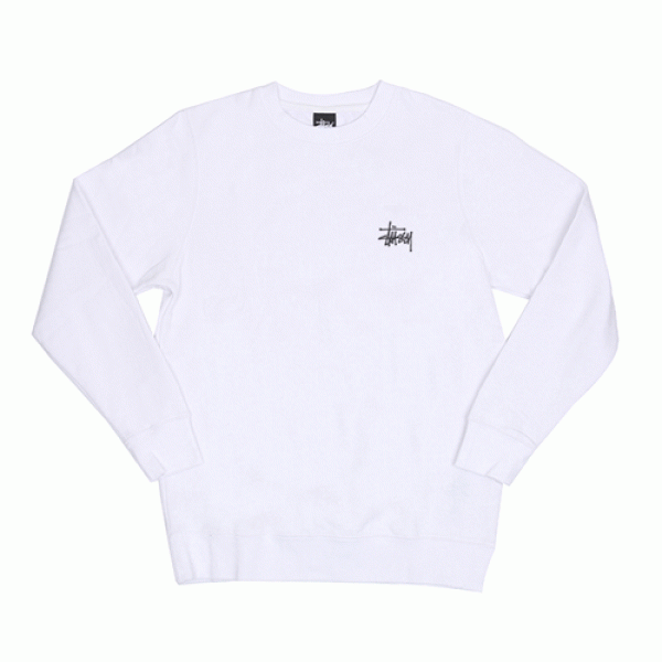 BASIC STUSSY CREW-WHT(blk)